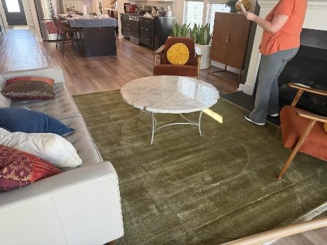 A living room, cleaned and tidy